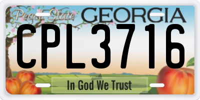 GA license plate CPL3716