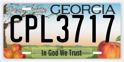 GA license plate CPL3717