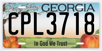 GA license plate CPL3718