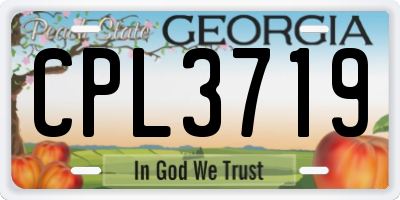 GA license plate CPL3719