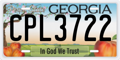 GA license plate CPL3722