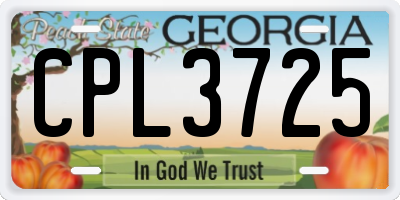 GA license plate CPL3725