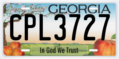 GA license plate CPL3727