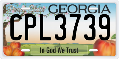 GA license plate CPL3739