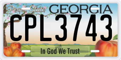 GA license plate CPL3743