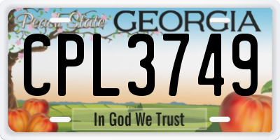 GA license plate CPL3749