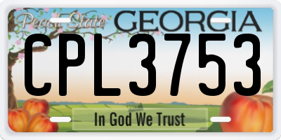 GA license plate CPL3753
