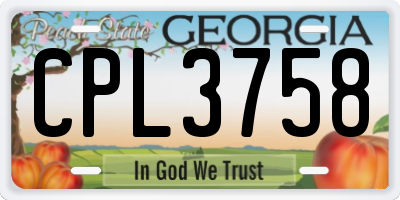 GA license plate CPL3758