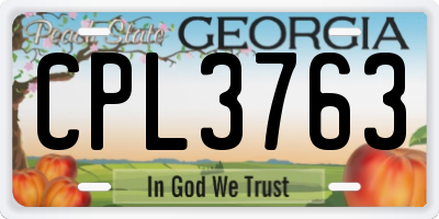 GA license plate CPL3763