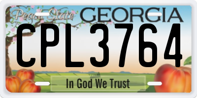 GA license plate CPL3764