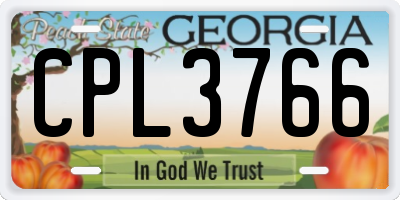 GA license plate CPL3766
