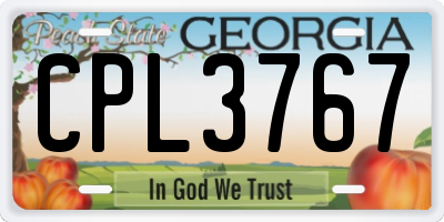 GA license plate CPL3767