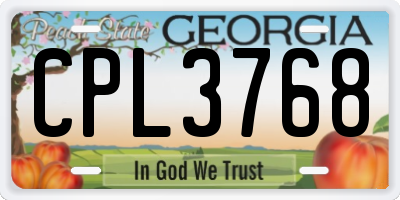 GA license plate CPL3768