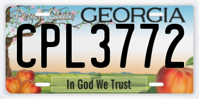 GA license plate CPL3772