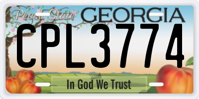 GA license plate CPL3774
