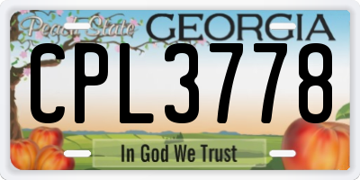 GA license plate CPL3778