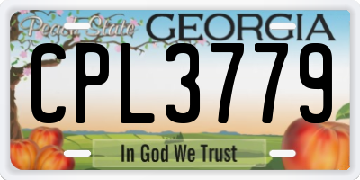 GA license plate CPL3779