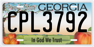 GA license plate CPL3792