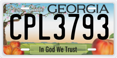 GA license plate CPL3793