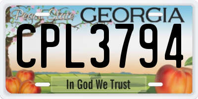 GA license plate CPL3794