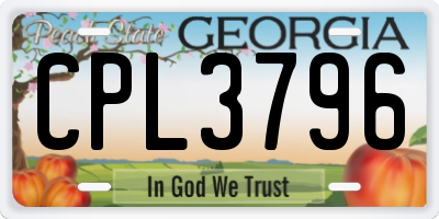 GA license plate CPL3796