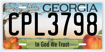 GA license plate CPL3798