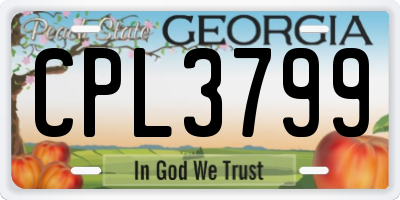 GA license plate CPL3799
