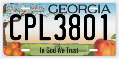 GA license plate CPL3801