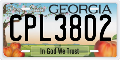 GA license plate CPL3802