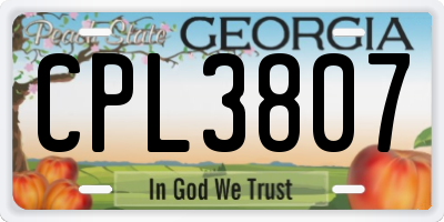 GA license plate CPL3807