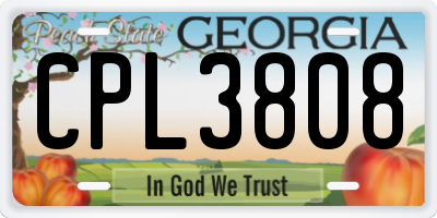 GA license plate CPL3808