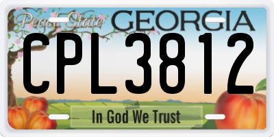 GA license plate CPL3812