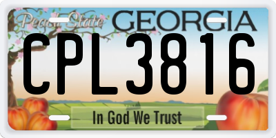 GA license plate CPL3816