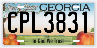 GA license plate CPL3831