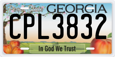 GA license plate CPL3832