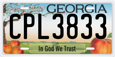 GA license plate CPL3833