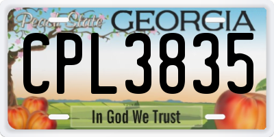 GA license plate CPL3835