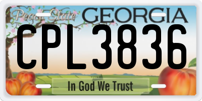 GA license plate CPL3836