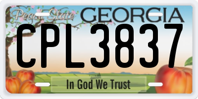 GA license plate CPL3837
