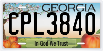 GA license plate CPL3840
