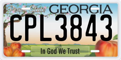 GA license plate CPL3843