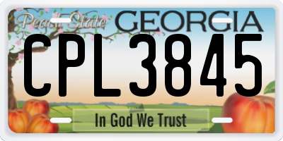 GA license plate CPL3845