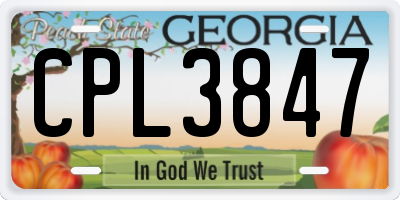 GA license plate CPL3847