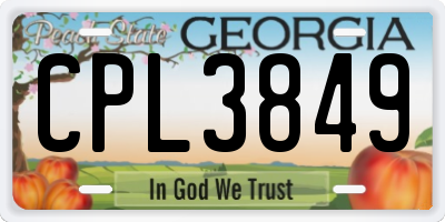 GA license plate CPL3849
