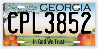 GA license plate CPL3852