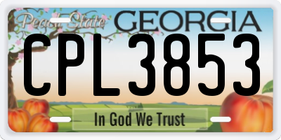 GA license plate CPL3853