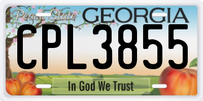 GA license plate CPL3855