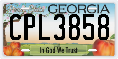 GA license plate CPL3858