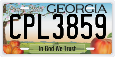 GA license plate CPL3859