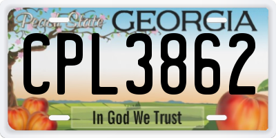 GA license plate CPL3862